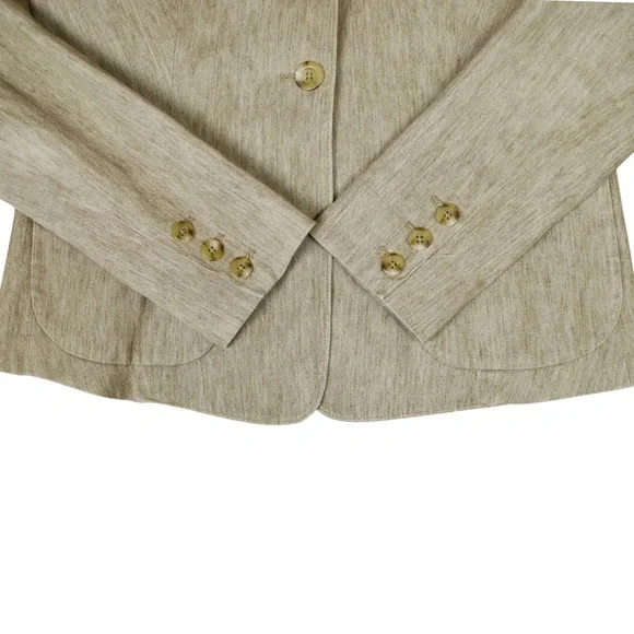 Vince Linen Blend Blazer Women’s Size 6 Beige Tailored Jacket - Picture 9 of 11